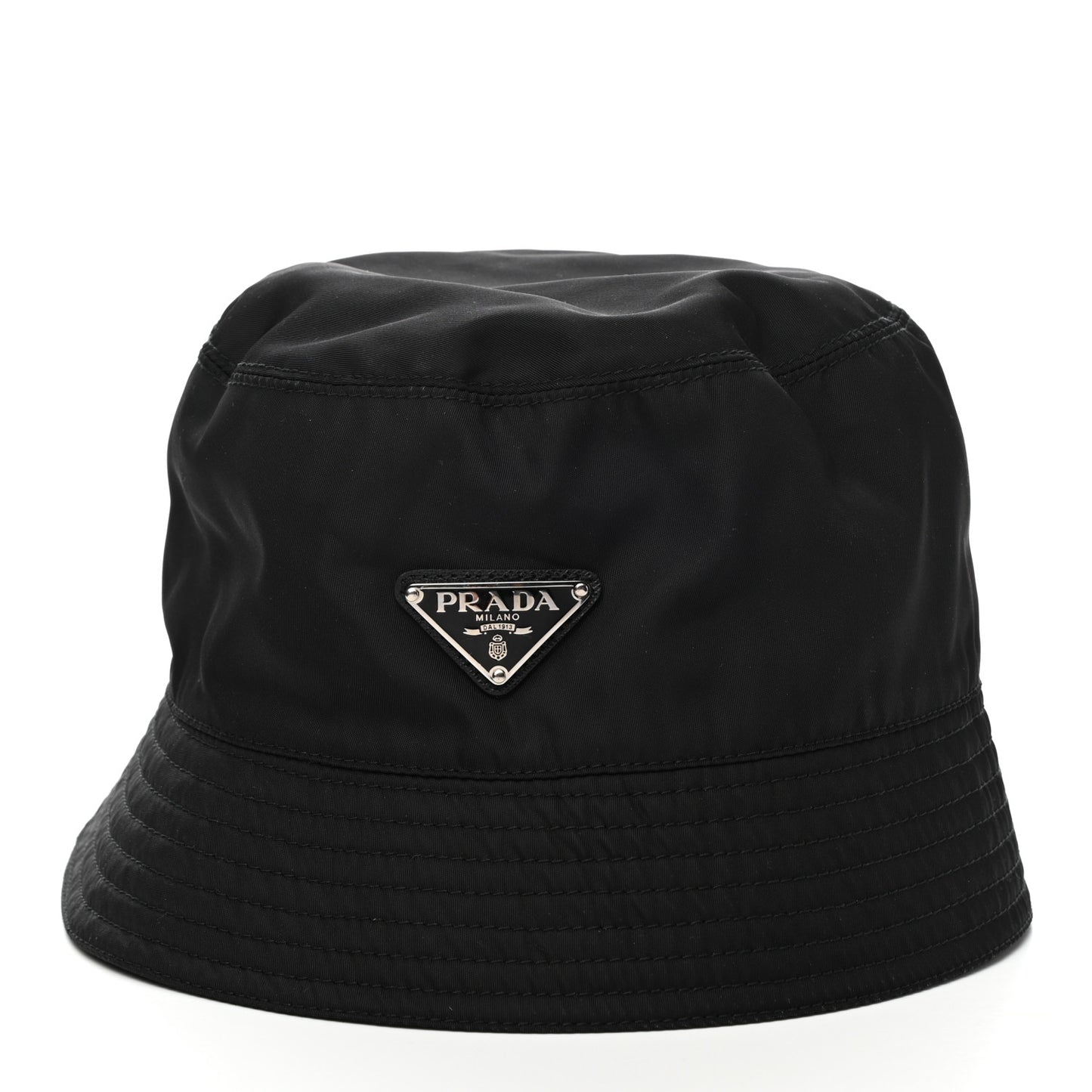 Tessuto Nylon Metal Triangle Logo Mens Bucket Hat XL Black