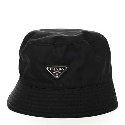 Prada Tessuto Nylon Metal Triangle Logo Mens Bucket Hat XL Black 3 of 8