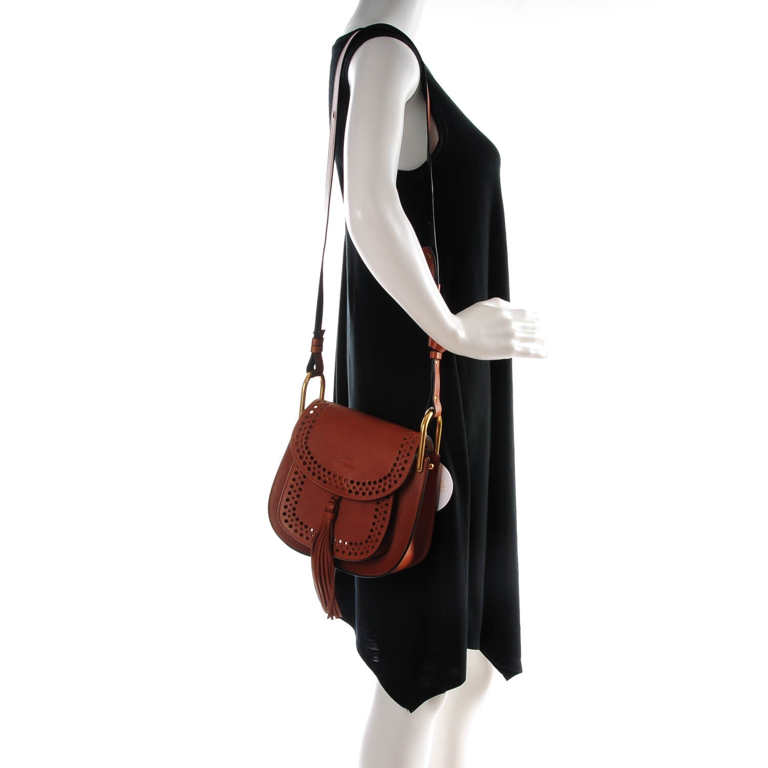 Chloe Calfskin Perforated Small Hudson Shoulder Bag Caramel 2 of 9