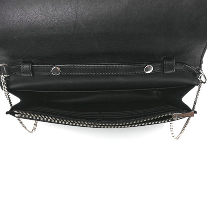 Celine Smooth Lambskin Frame Evening Chain Clutch Black White 5 of 10