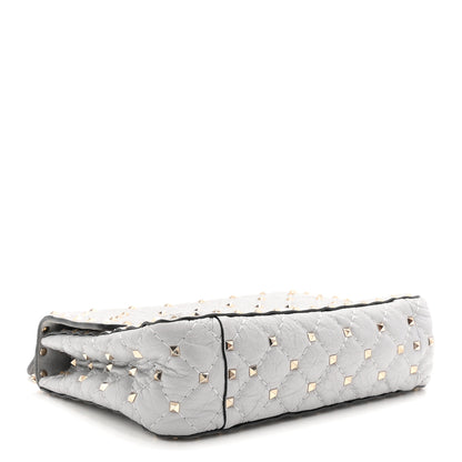 Valentino Garavani Craquele Nappa Medium Rockstud Spike Shoulder Bag Pastel Grey 4 of 10