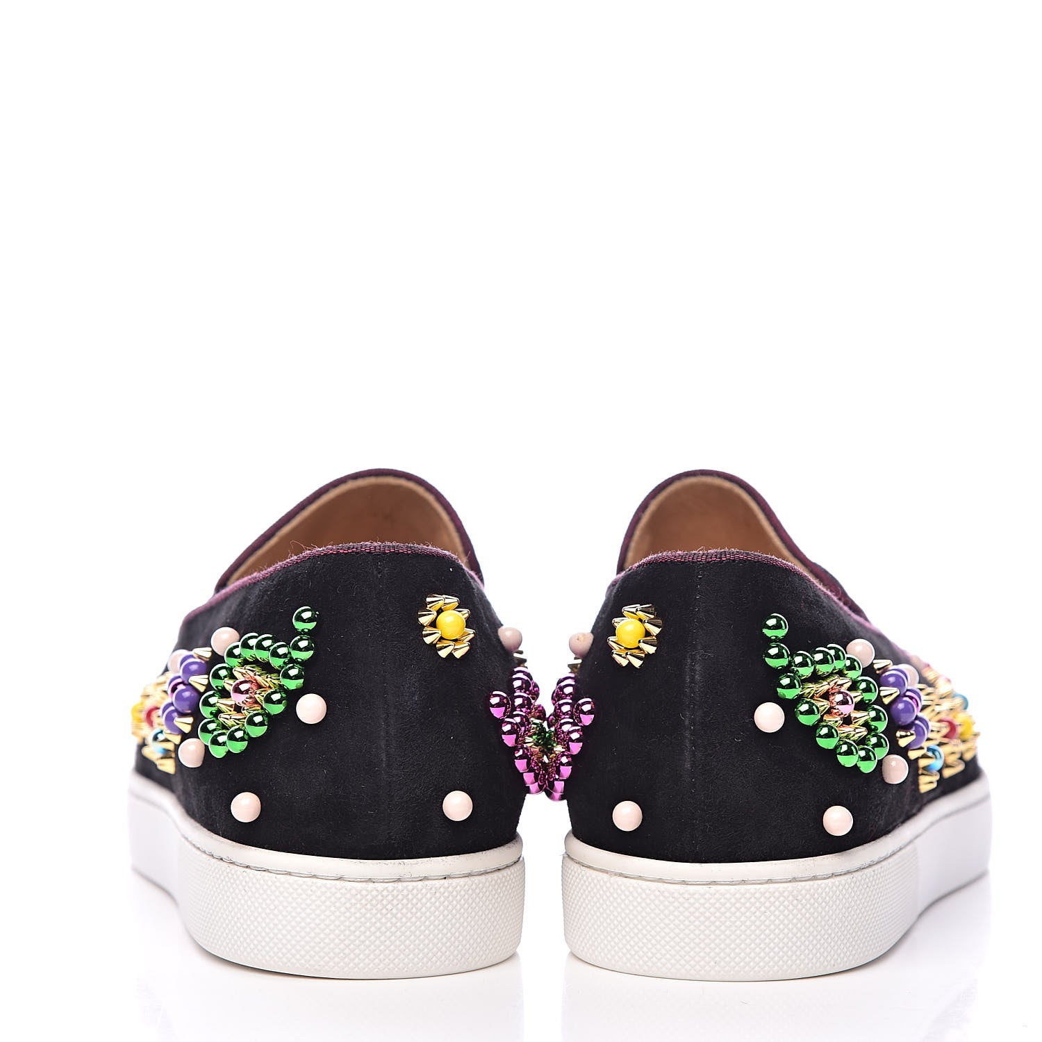 Christian Louboutin Velvet Beaded Candy Boat Flats 38.5 Black 10 of 12