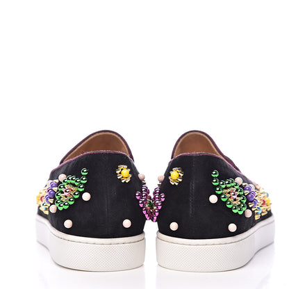 Christian Louboutin Velvet Beaded Candy Boat Flats 38.5 Black 10 of 12