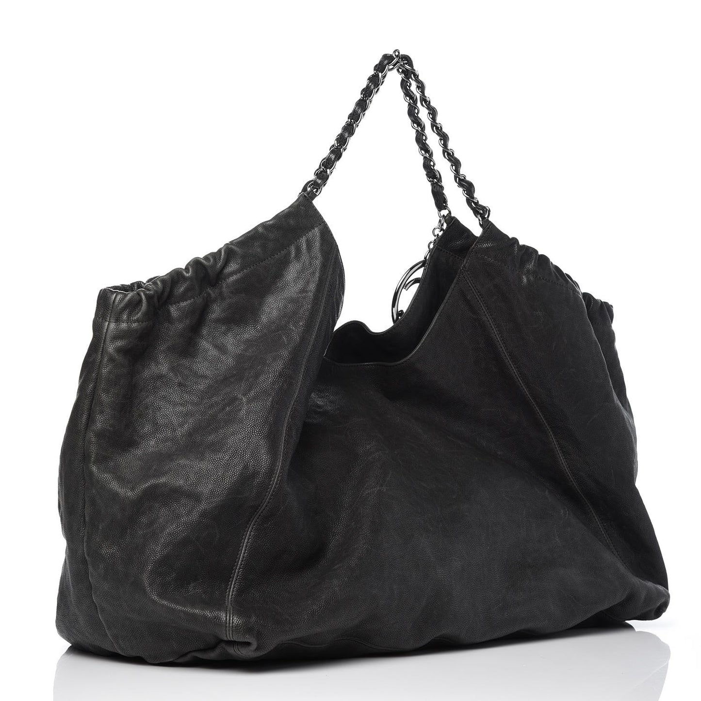Distressed Caviar XL Coco Cabas Black