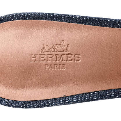 Hermes Calfskin Denim Oasis Sandals 38 Bleu Brut Gold 6 of 8