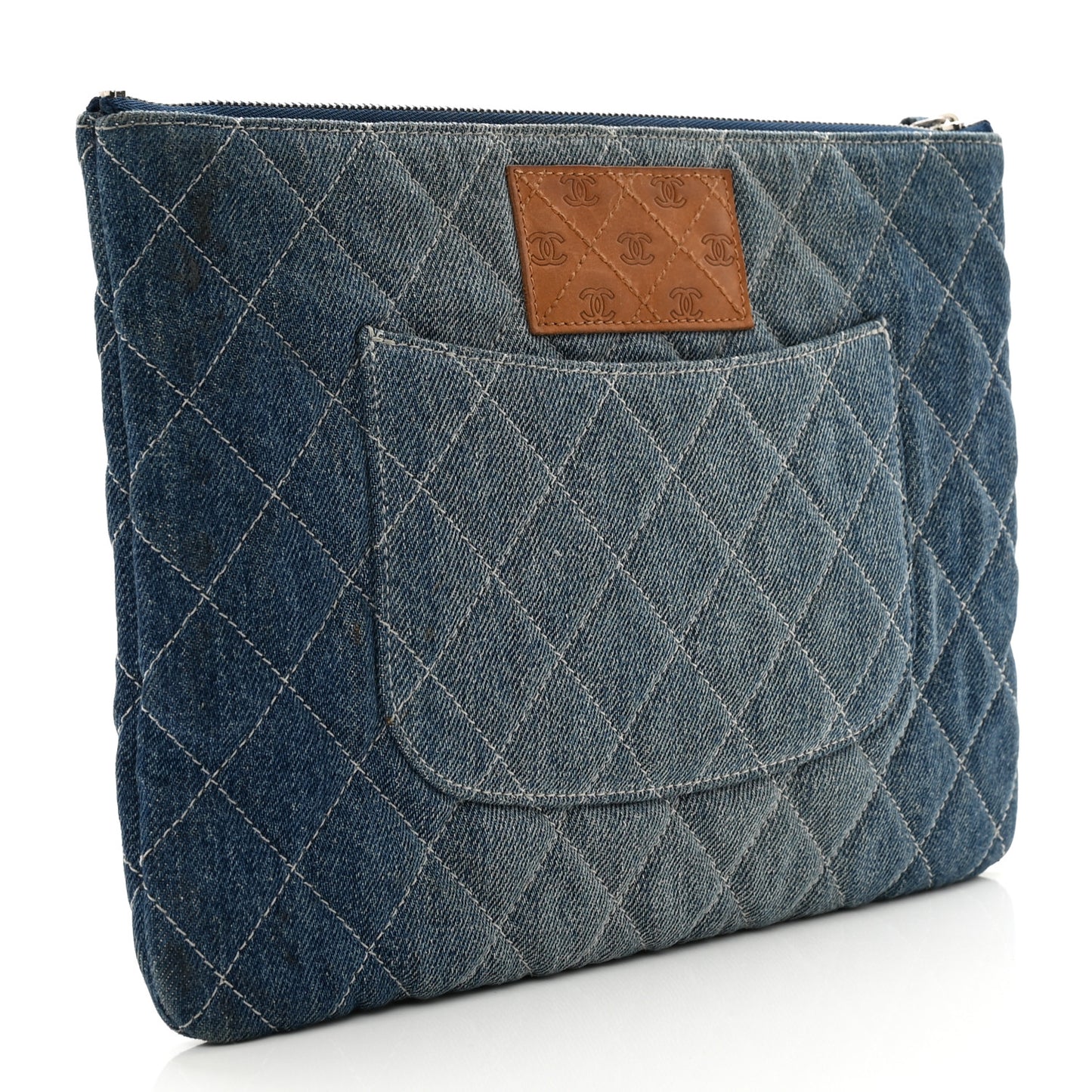 Denim Pocket Medium Cosmetic Case Blue