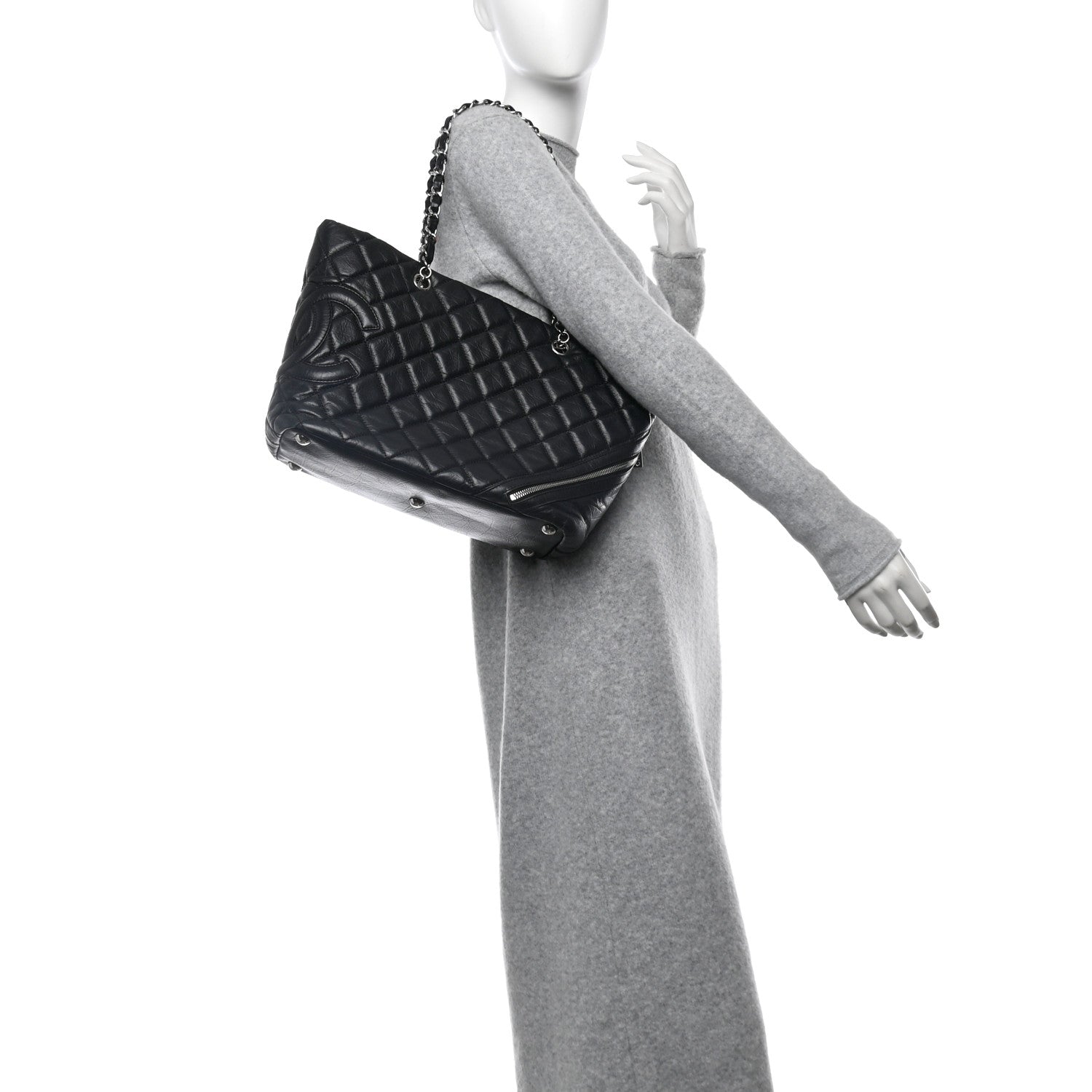 Chanel Aged Calfskin Quilted Large Cotton Club Tote Black 2 of 11
