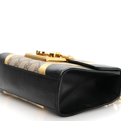 Gucci Calfskin GG Supreme Monogram Small Padlock Shoulder Bag Black Gold 10 of 11