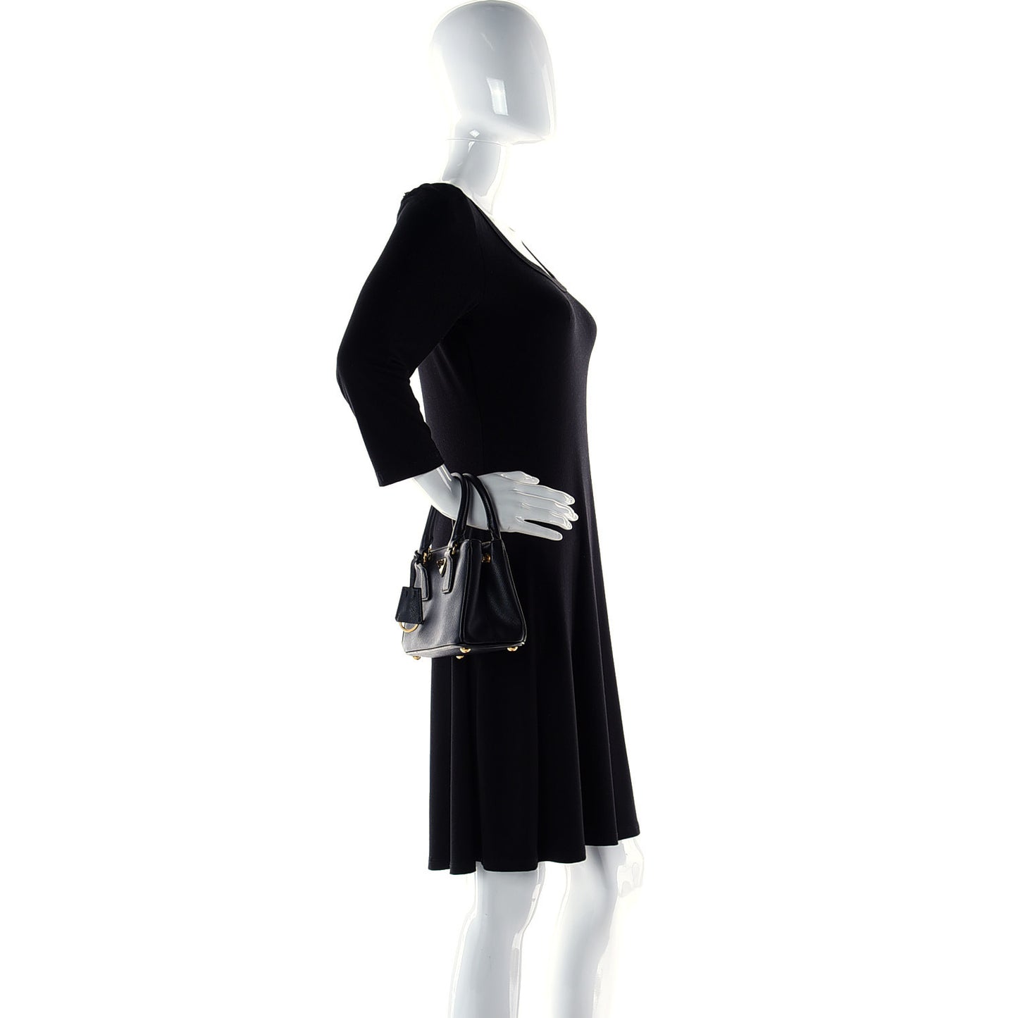 Saffiano Lux Micro Galleria Double Zip Tote Black