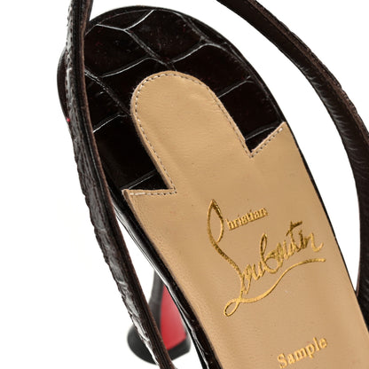 Christian Louboutin Calfskin Crocodile Embossed Taralita 85 Thong Sandals 39.5 Brown 9 of 9