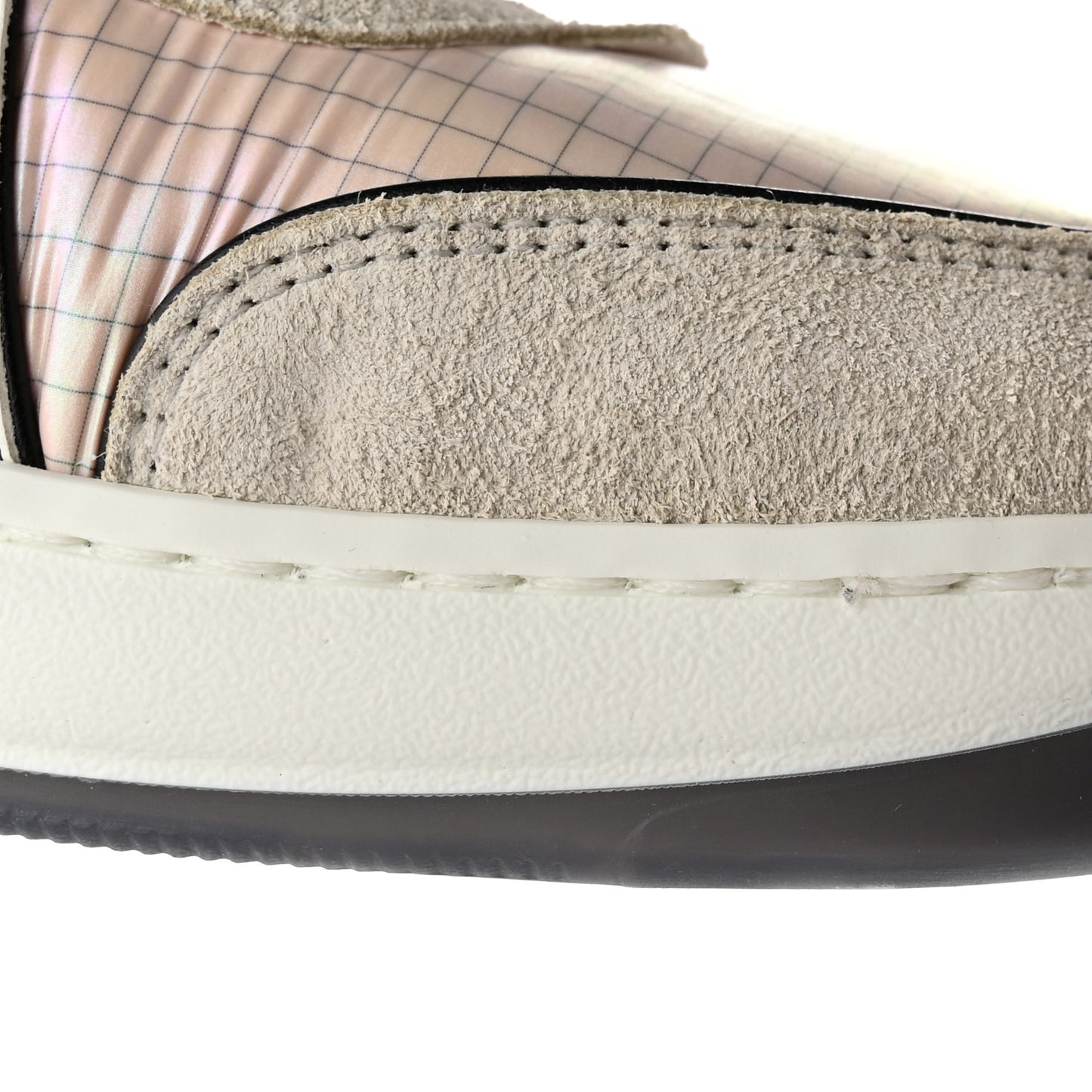 Suede Fabric Calfskin Womens CC Sneakers 37.5 Pink Gray White
