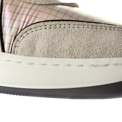 Chanel Suede Fabric Calfskin Womens CC Sneakers 37.5 Pink Gray White 9 of 11
