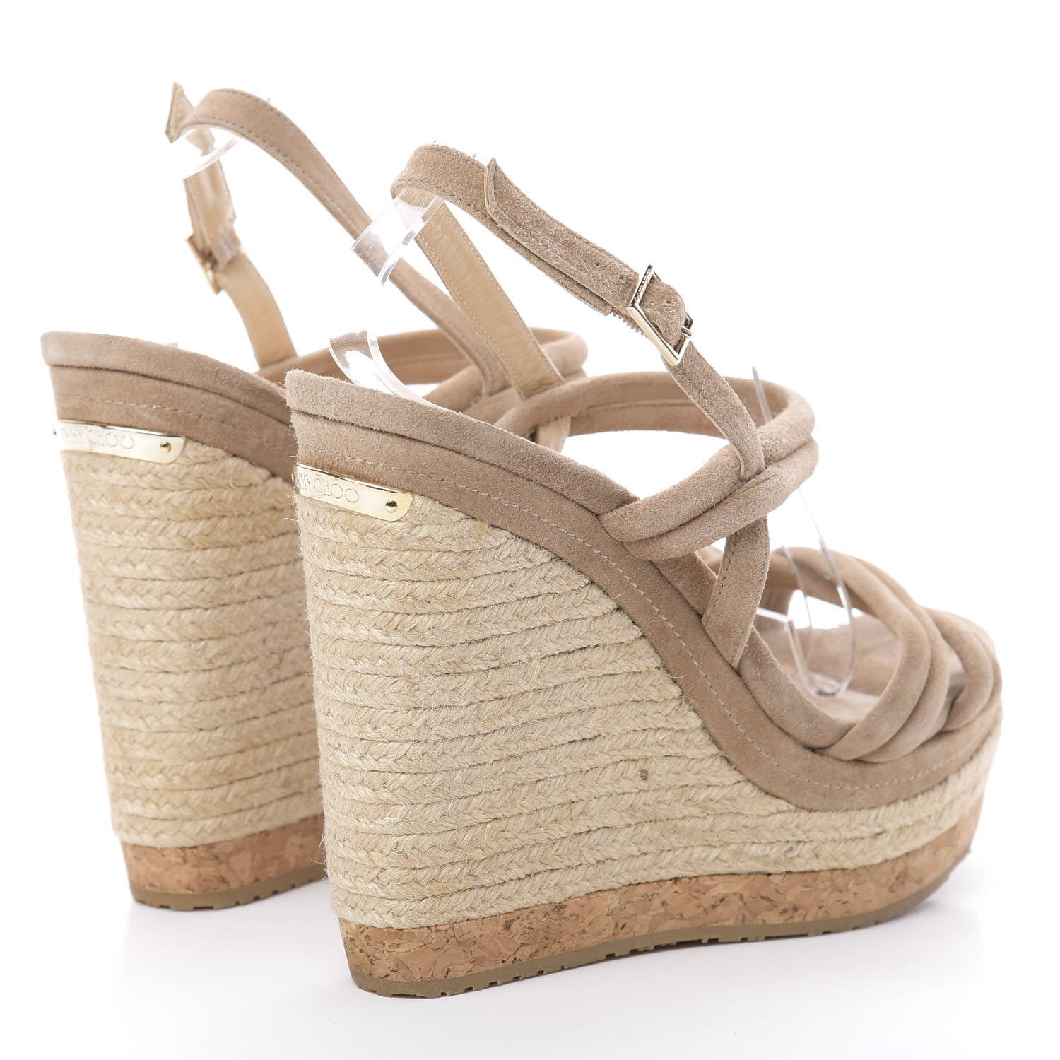 Jimmy Choo Suede Wedge Sandals 40 Beige 4 of 11