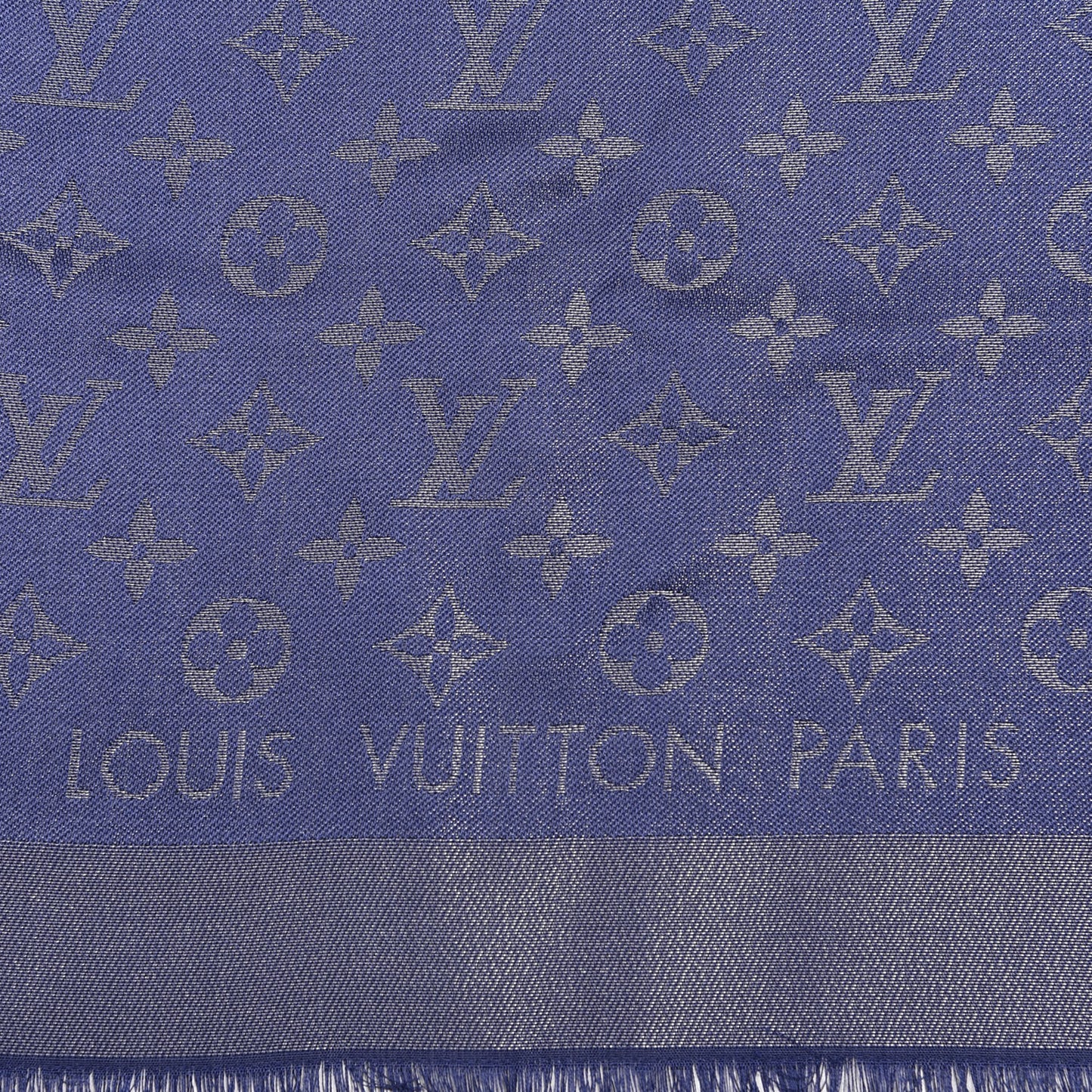 Silk Lurex Wool Monogram Shine Shawl Bleu Nuit