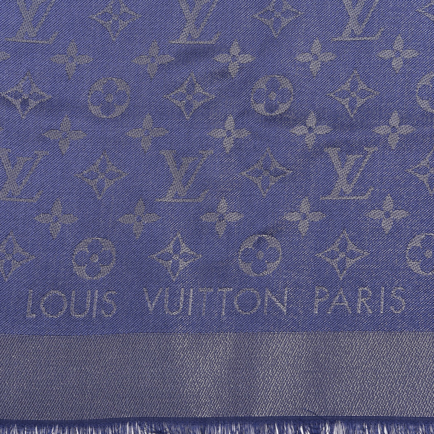 Louis Vuitton Silk Lurex Wool Monogram Shine Shawl Bleu Nuit 3 of 3