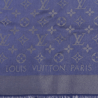 Louis Vuitton Silk Lurex Wool Monogram Shine Shawl Bleu Nuit 3 of 3