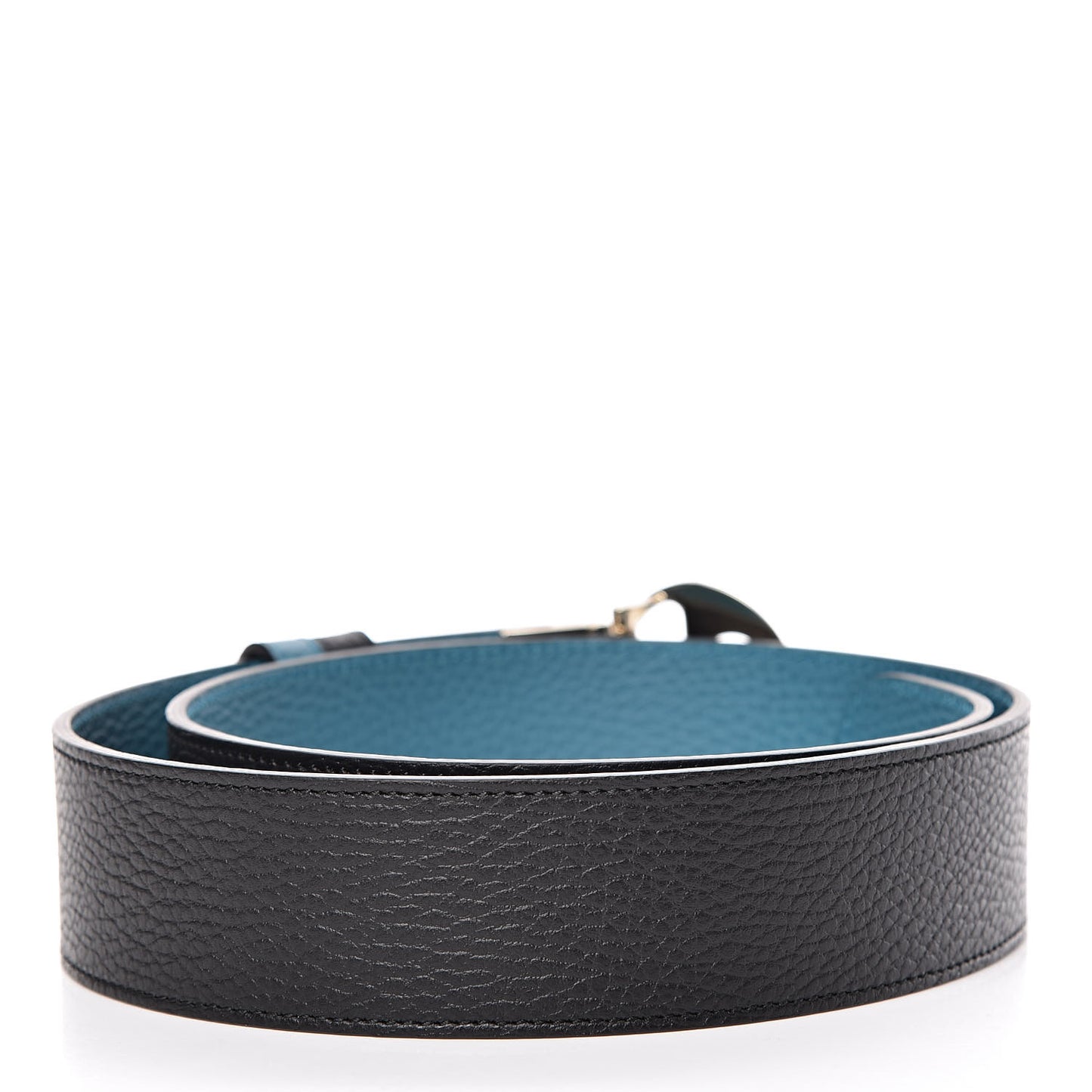 Dollar Calfskin 1973 Reversible Belt 80 32 Black Deep Cobalt