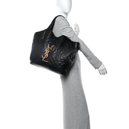 Saint Laurent Lambskin Quilted Maxi Icare Shopping Tote Black 2 of 11