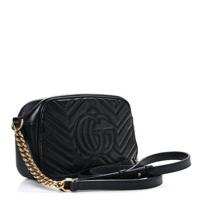 Gucci Calfskin Matelasse Small GG Marmont Chain Shoulder Bag Black 3 of 10