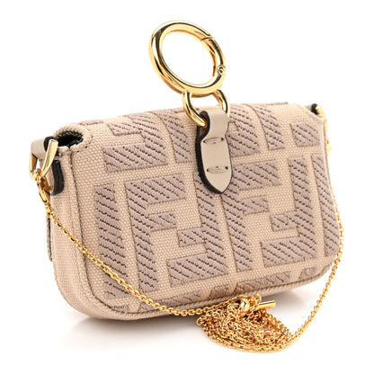 Fendi Canvas Vitello King FF Embroidered Nano Maxi Buckle Baguette Charm Nuvola 3 of 10