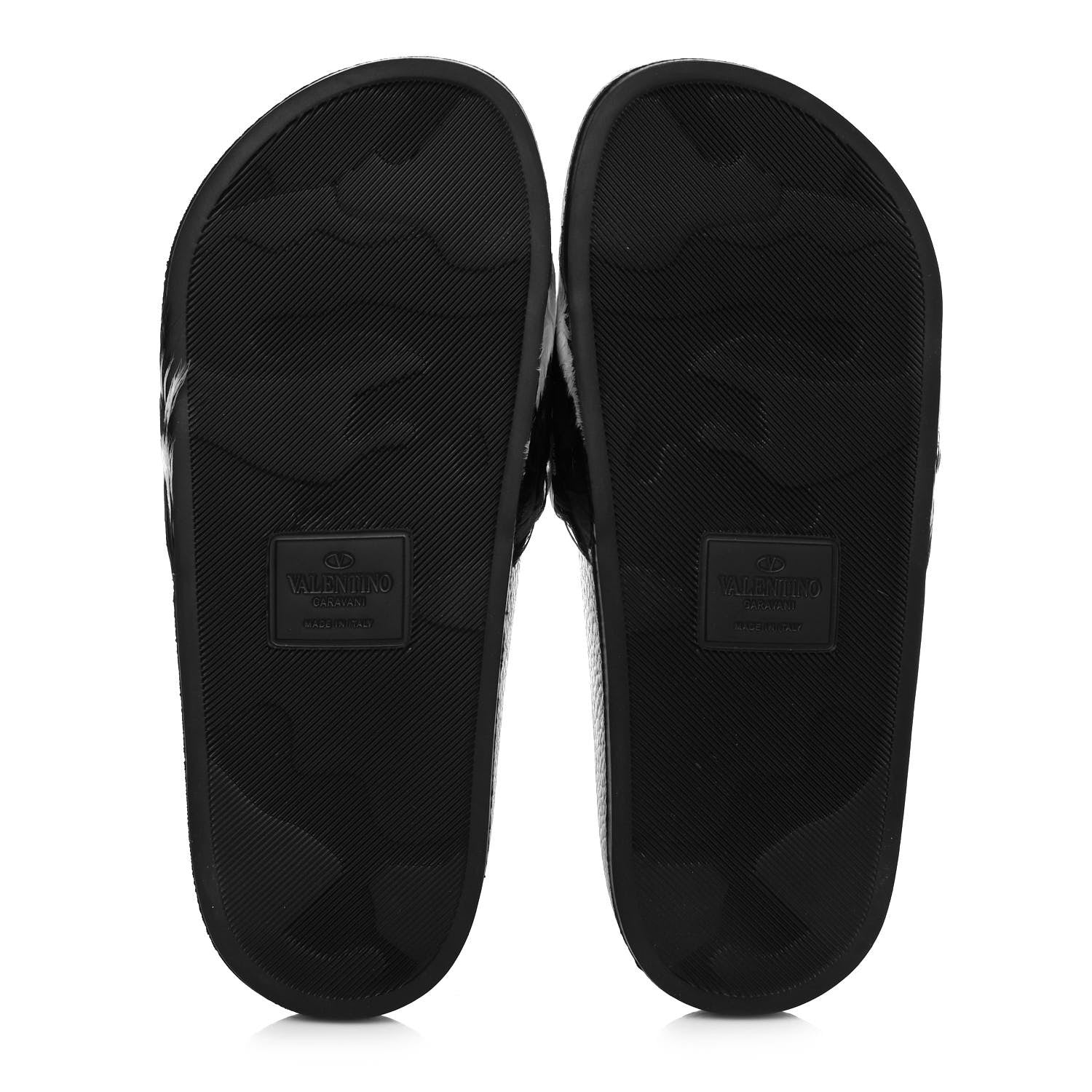 Valentino Garavani Rubber Feather Pool Slide Sandals 37 Black White 5 of 7