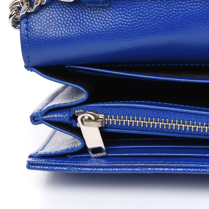 Saint Laurent Grain De Poudre Matelasse Chevron Monogram Chain Wallet Blue Majorelle 10 of 10