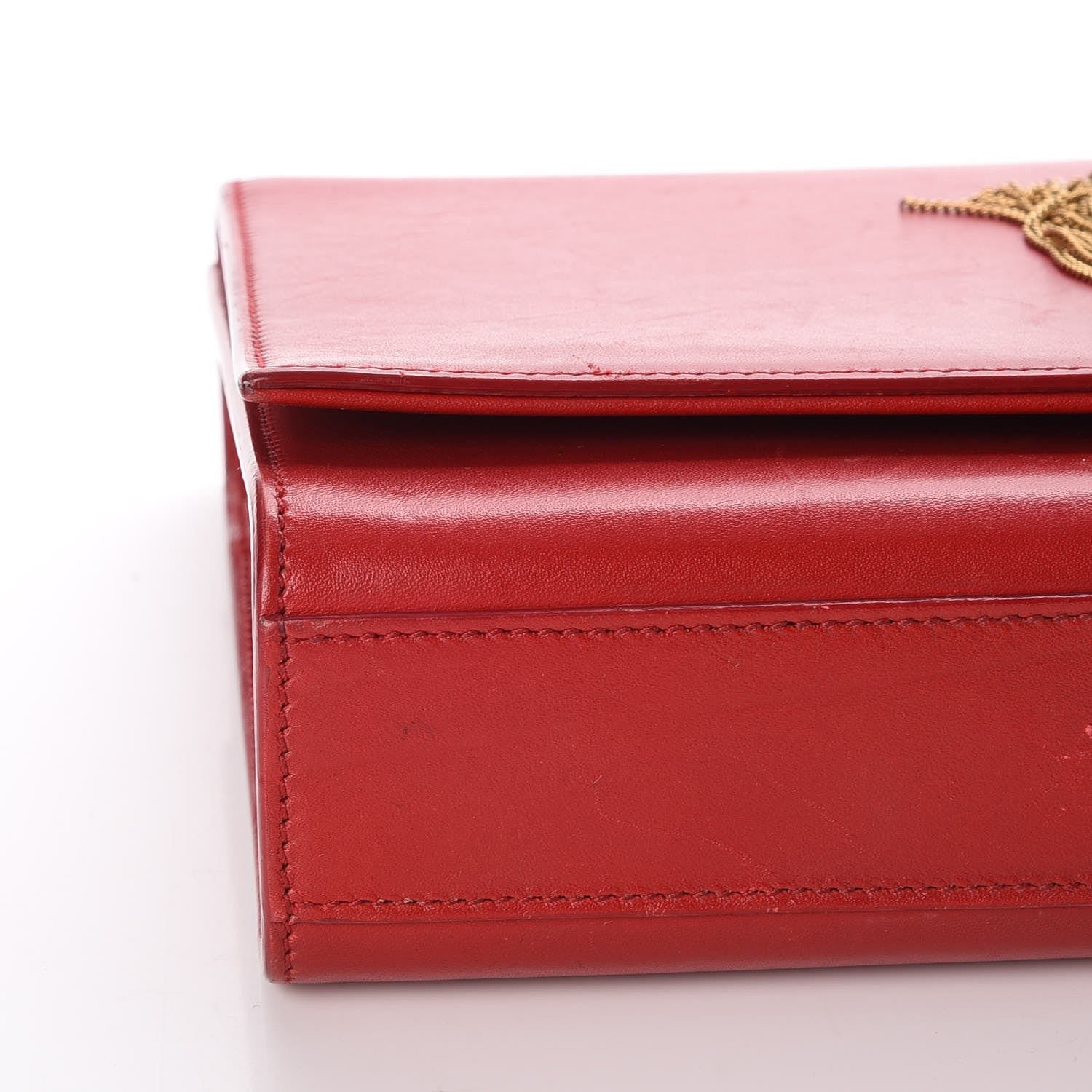 Saint Laurent Smooth Calfskin Medium Classic Monogram Kate Tassel Satchel Lipstick Red 17 of 25
