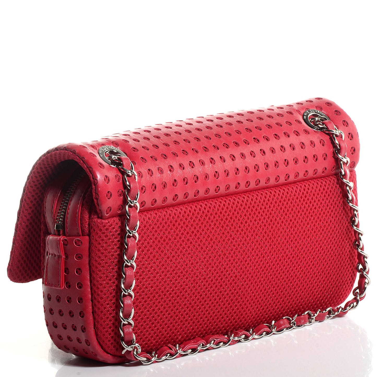 Perforated Lambskin Medium Easy Flap Red