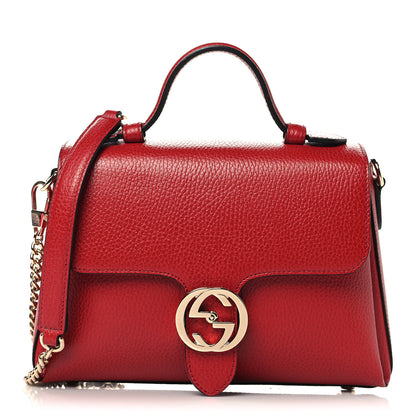 Gucci Dollar Calfskin Interlocking G Top Handle Shoulder Bag Red 1 of 10