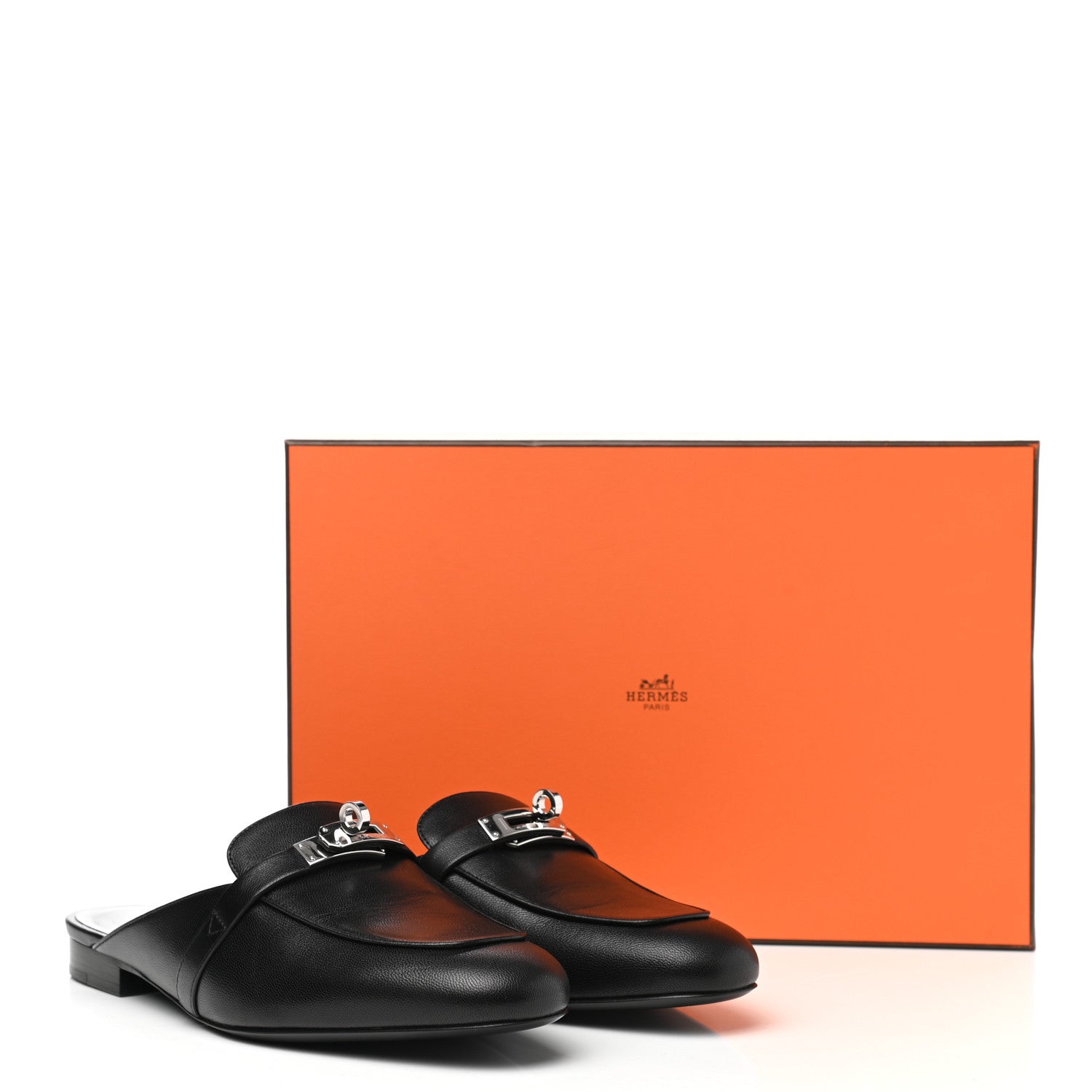 Hermes Goatskin Oz Mules 38.5 Black 7 of 7