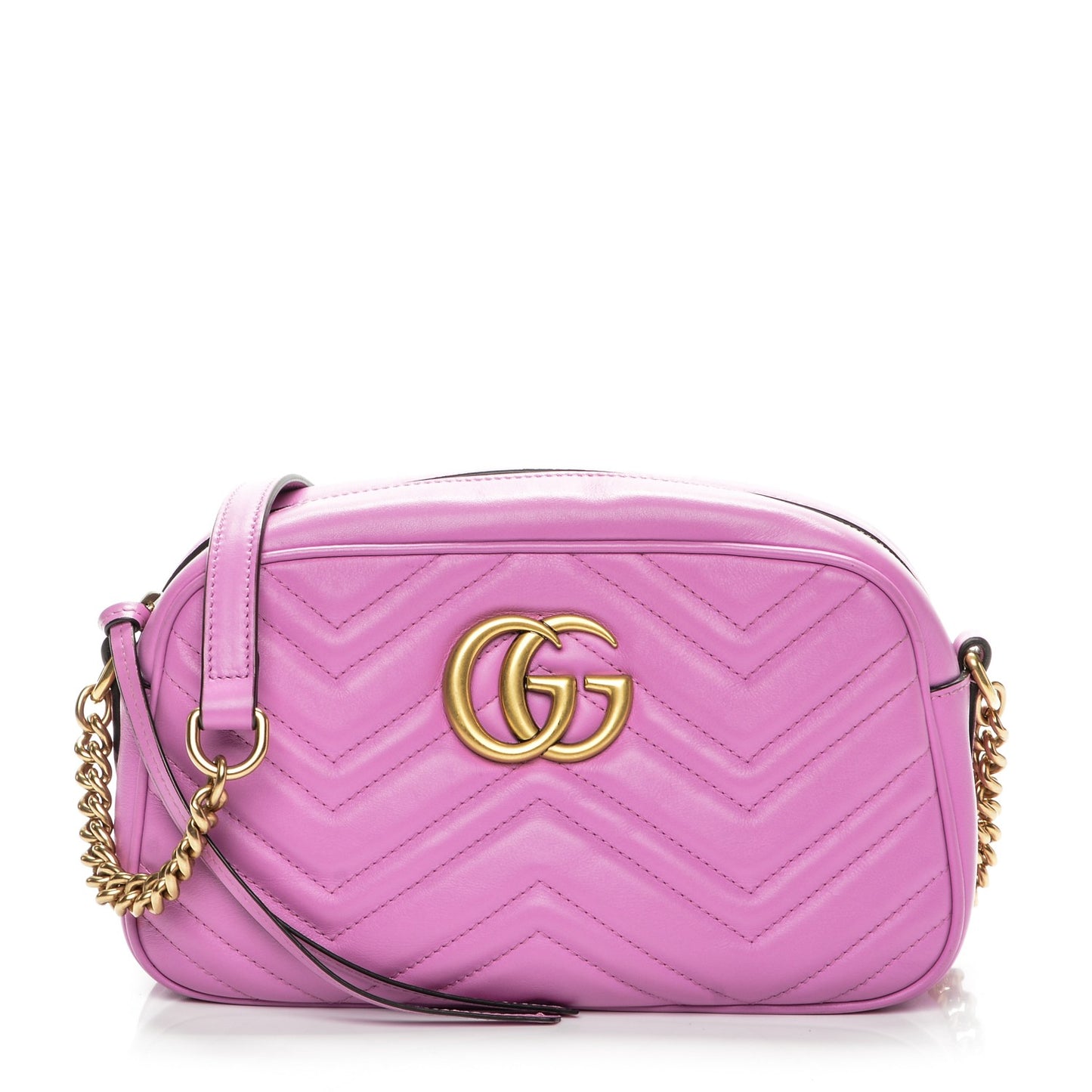 Calfskin Matelasse Small GG Marmont Chain Shoulder Bag Candy Mousse