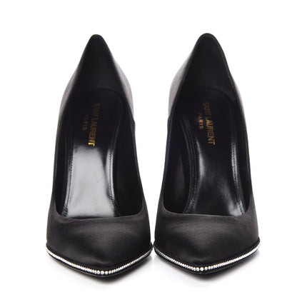 Saint Laurent Satin Crystal Embellished Freja 105 Pumps 38.5 Black 2 of 10