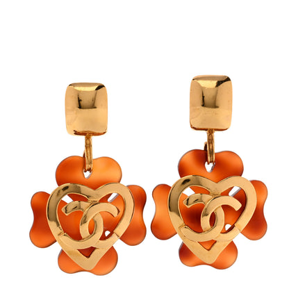 Chanel Tortoise CC Heart Clip On Earrings Gold 1 of 4