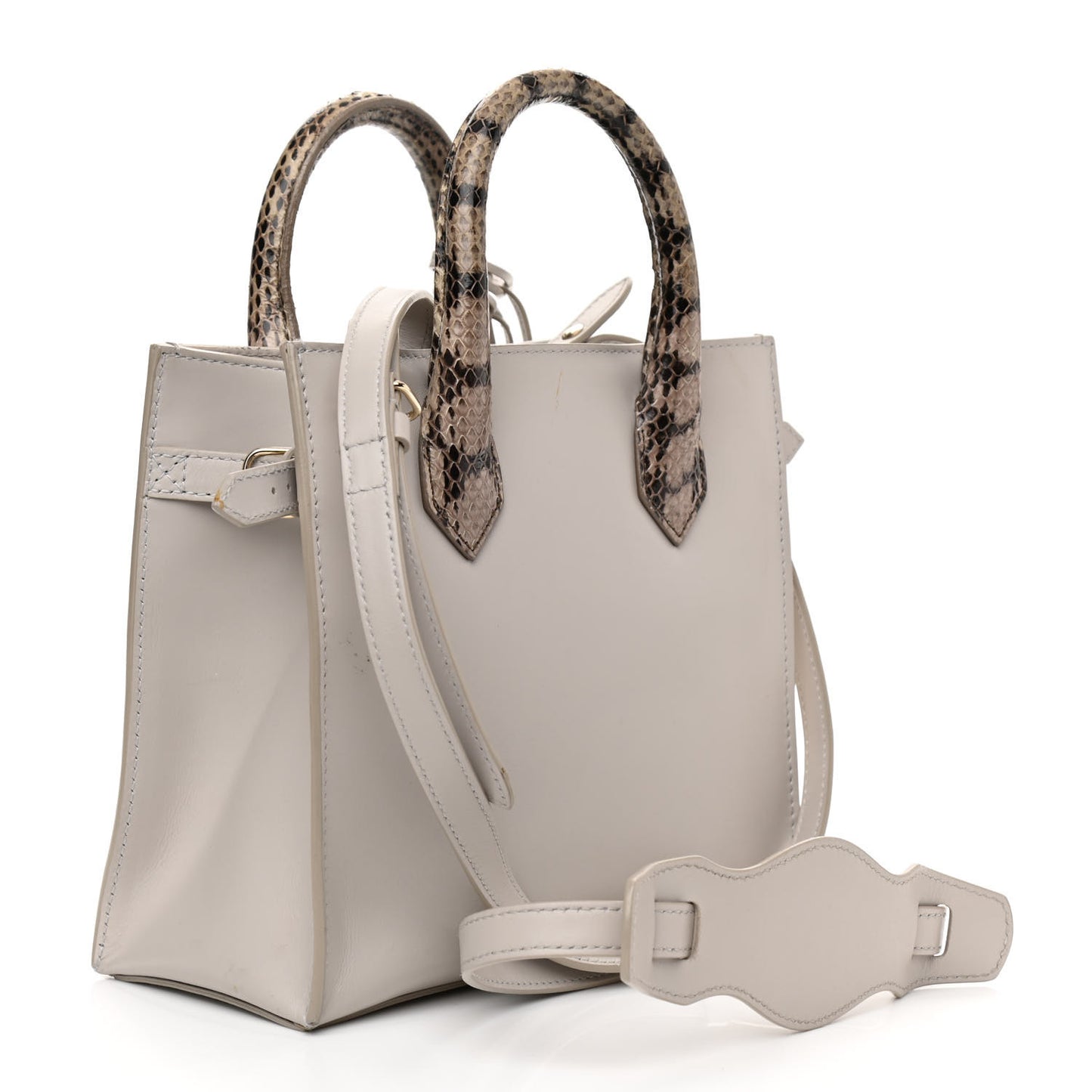 Calfskin Elaphe Snakeskin Mini Padlock All Afternoon Tote Gris Acier