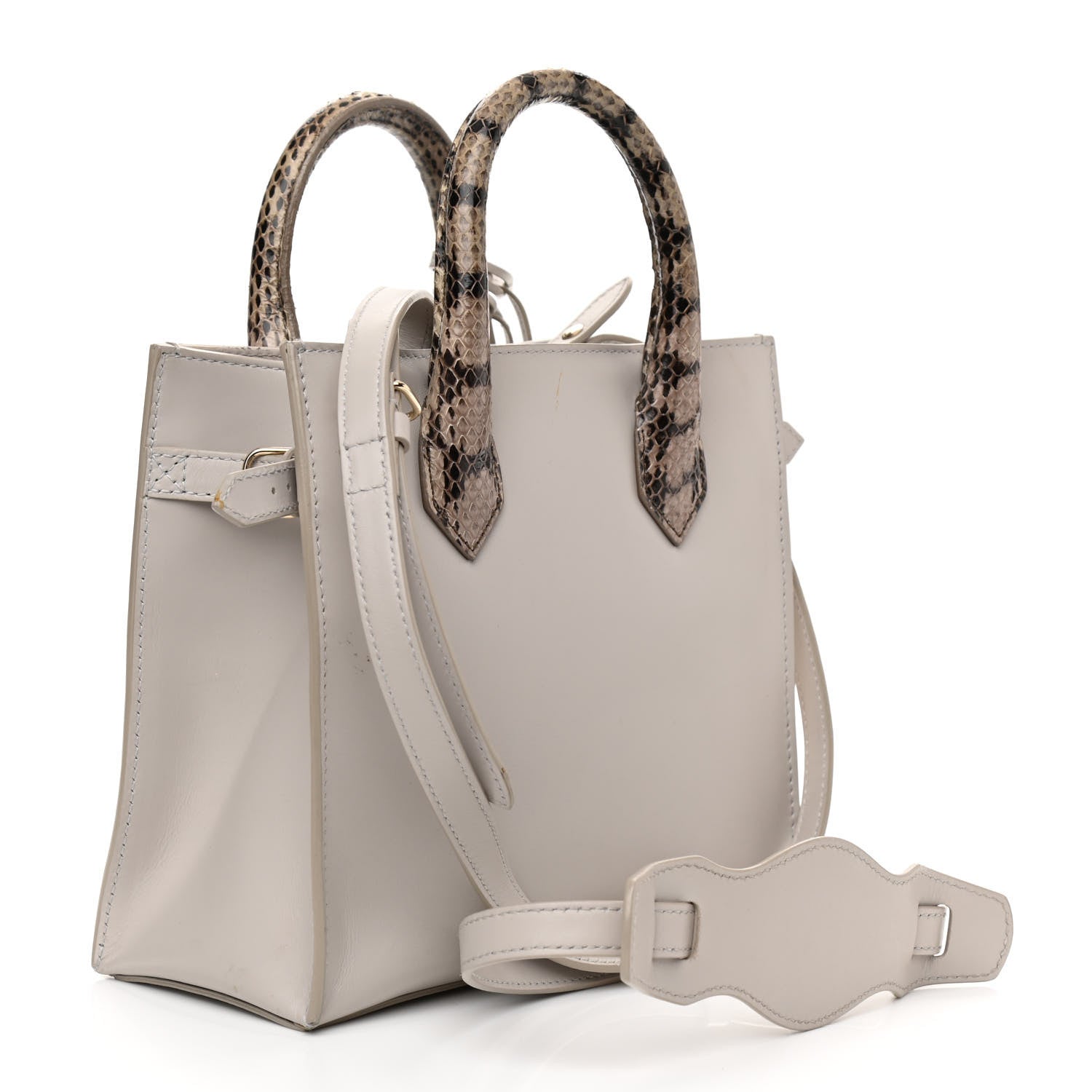 Balenciaga Calfskin Elaphe Snakeskin Mini Padlock All Afternoon Tote Gris Acier 3 of 15
