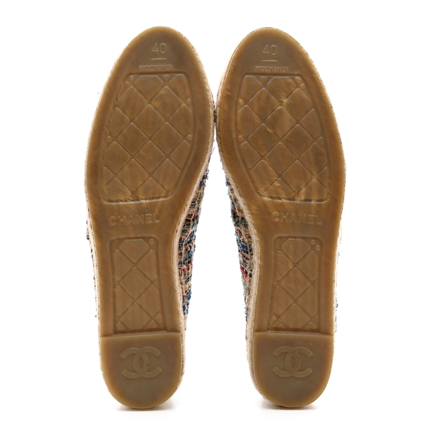 Tweed Grosgrain CC Espadrilles 40 Multicolor Black