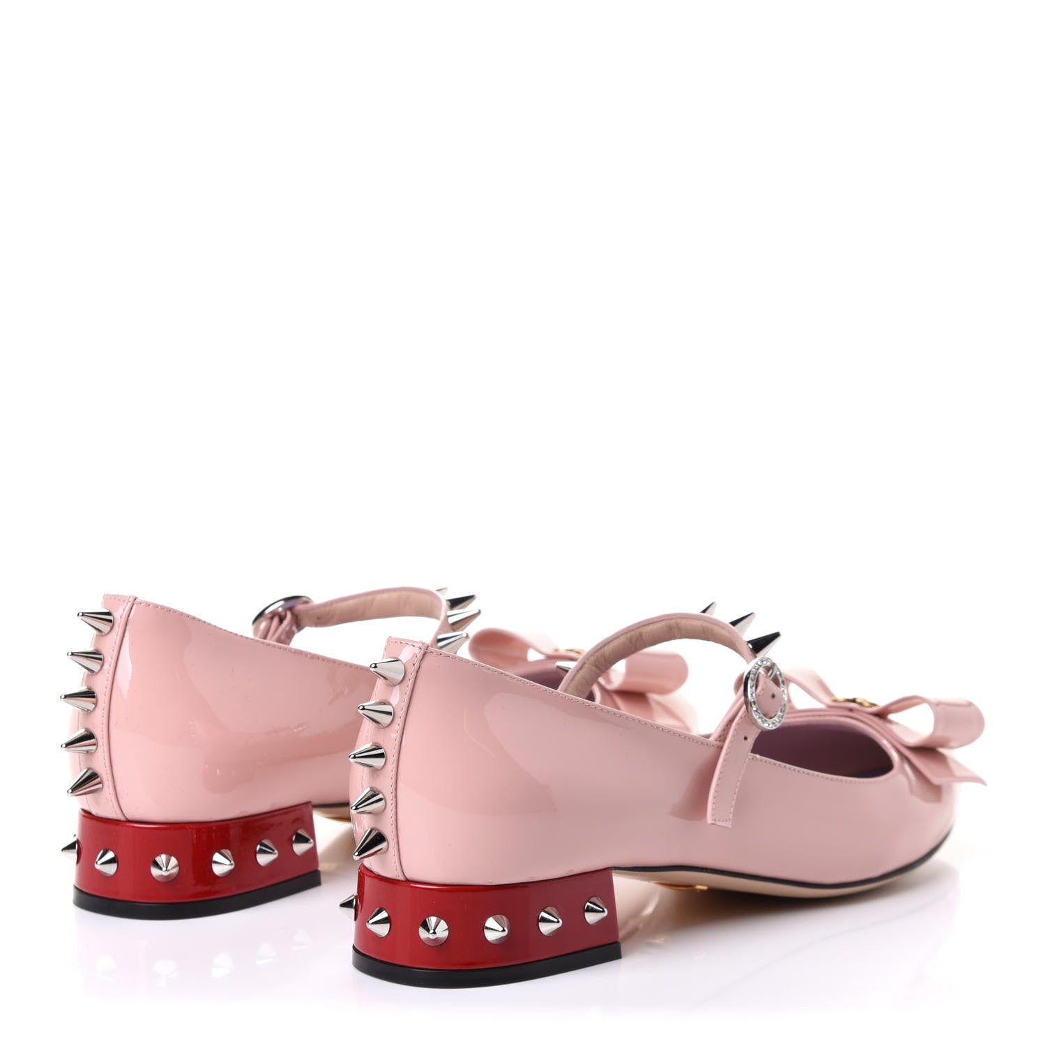 Gucci Patent Crystal GG Bow Sadie Spike Low Heel Ballerina Loafers 39 Perfect Pink 4 of 10