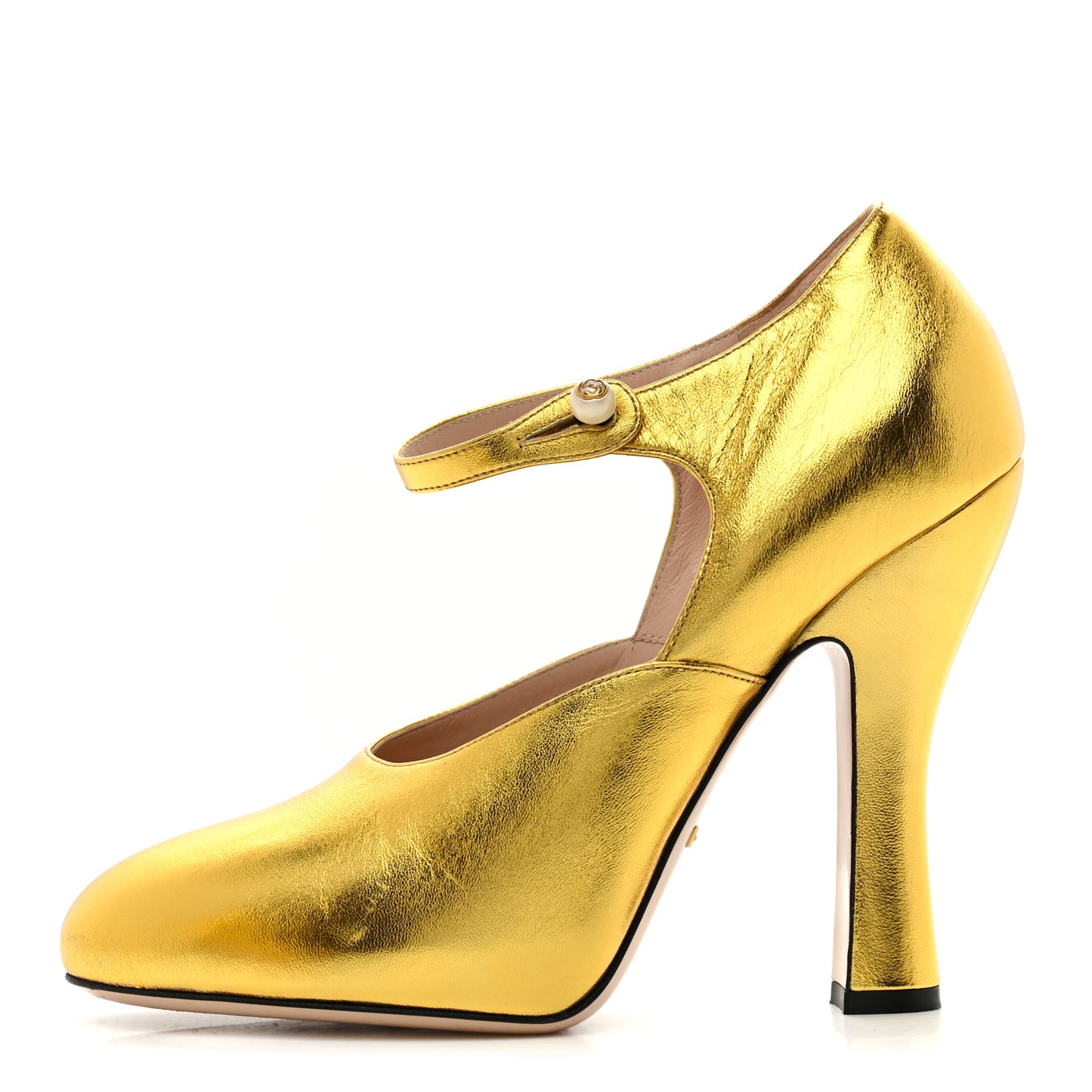 Metallic Malaga Kid Lesley Mary Jane Pumps 39.5 Gold