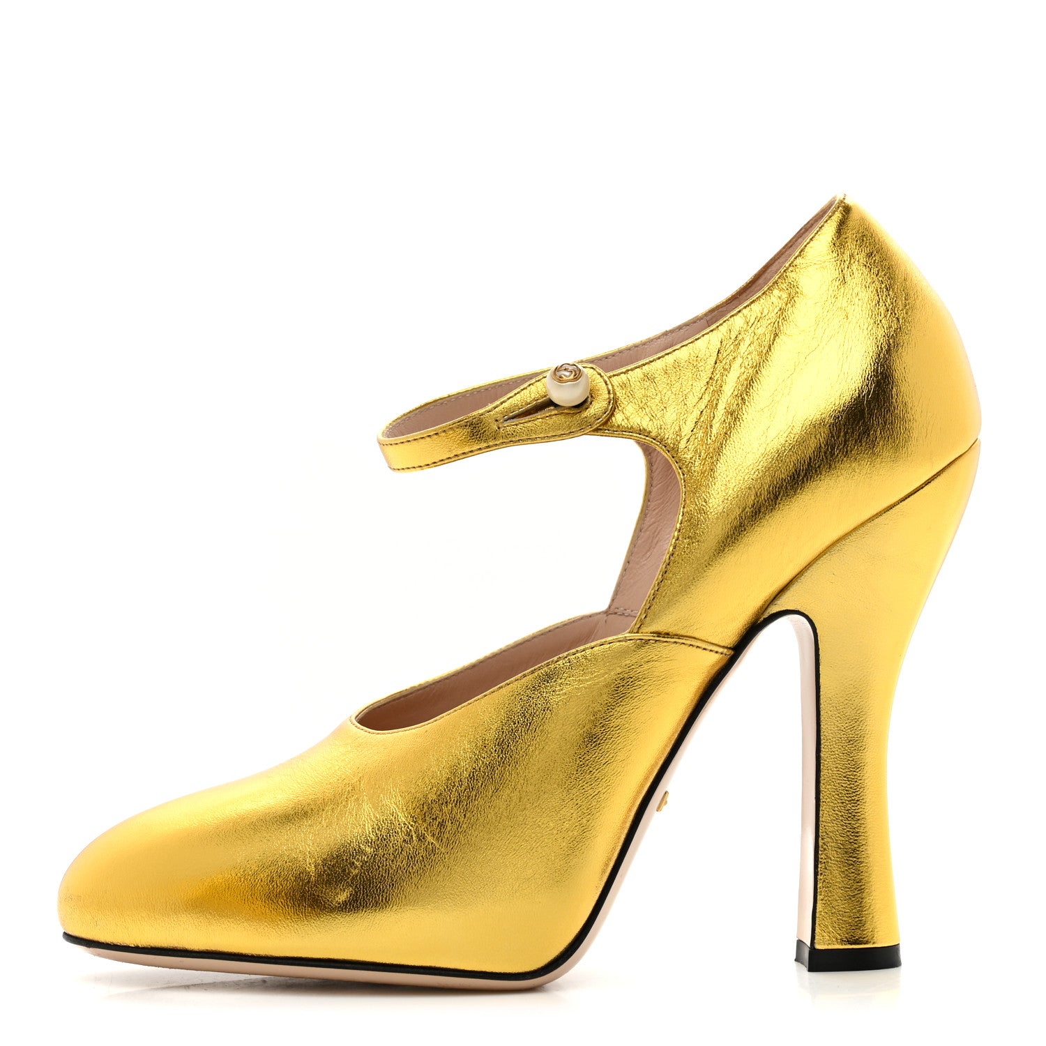 Gucci Metallic Malaga Kid Lesley Mary Jane Pumps 39.5 Gold 1 of 9