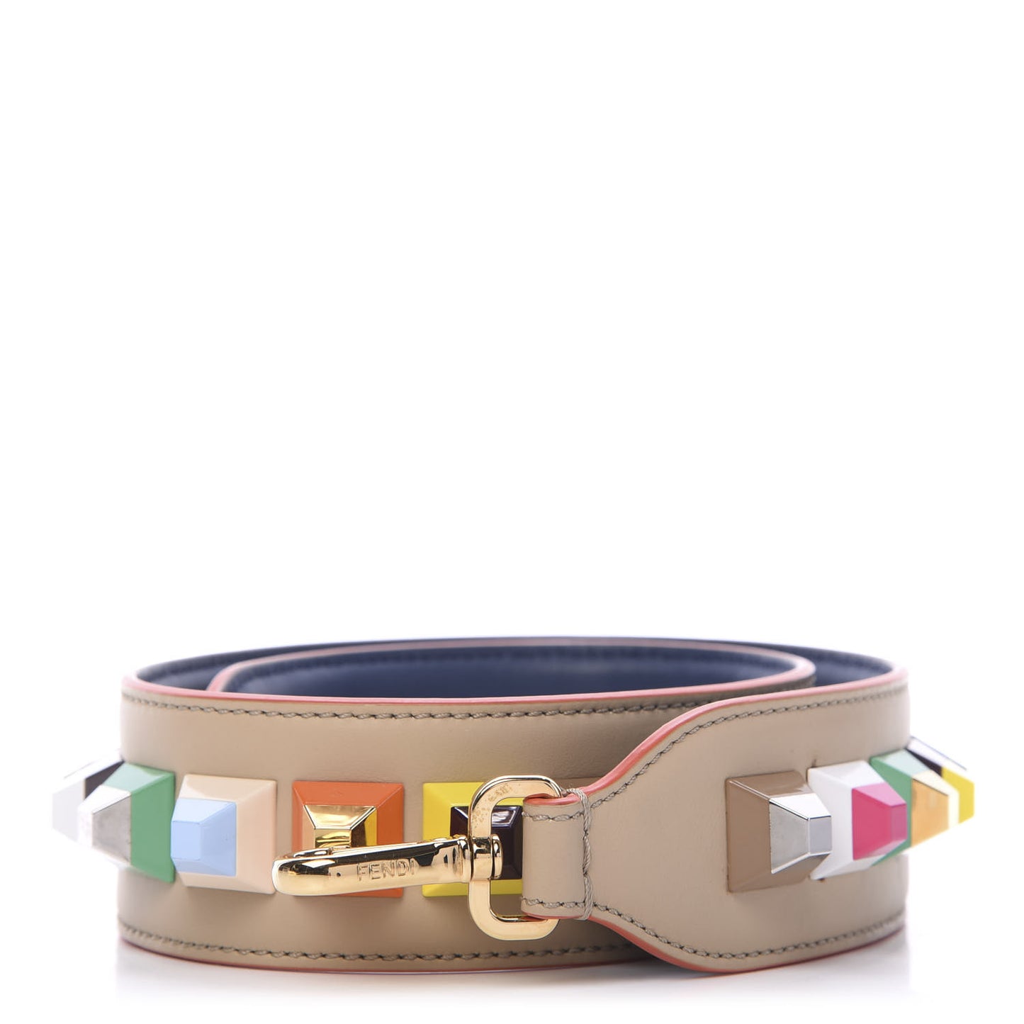 Vitello Century Plexiglass Bi-Color Studded Strap You Amido Blu Scuro