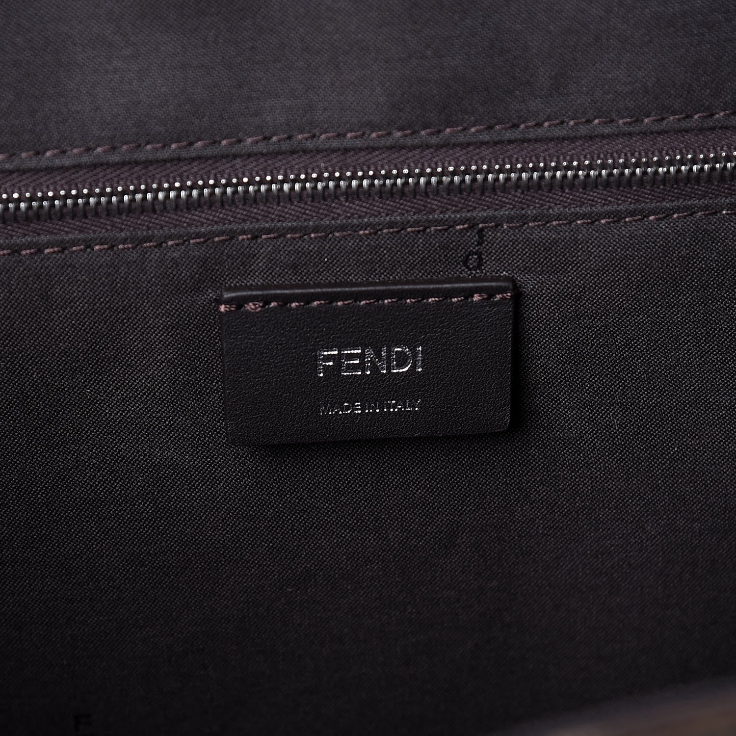 Fendi Glazed Fabric Vitello Century FF 1974 Stamp Patch Shopping Tote Mogano Panna Black 6 of 9