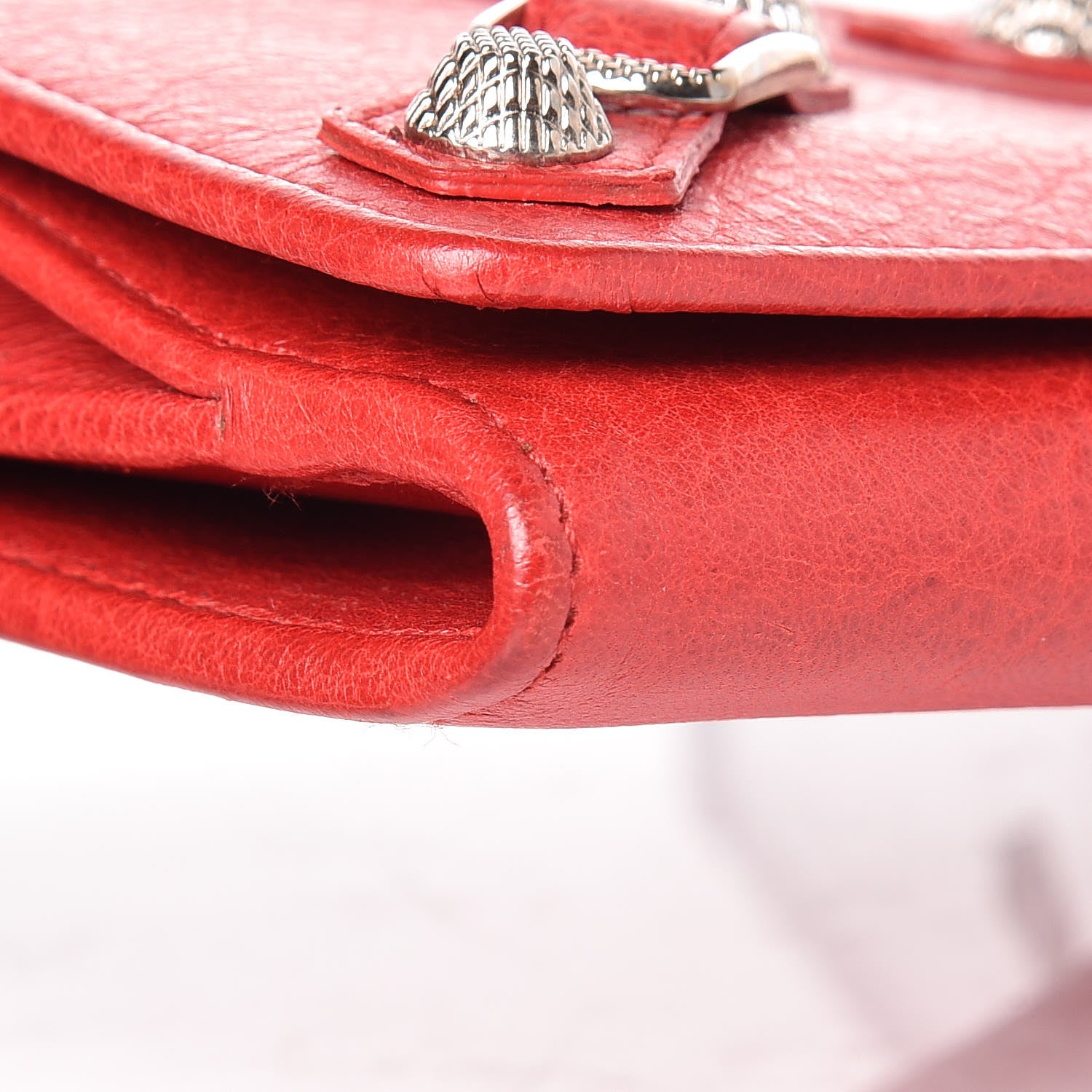 Balenciaga Agneau Giant 12 Silver Hardware Money Wallet Rouge Coquelicot 8 of 9