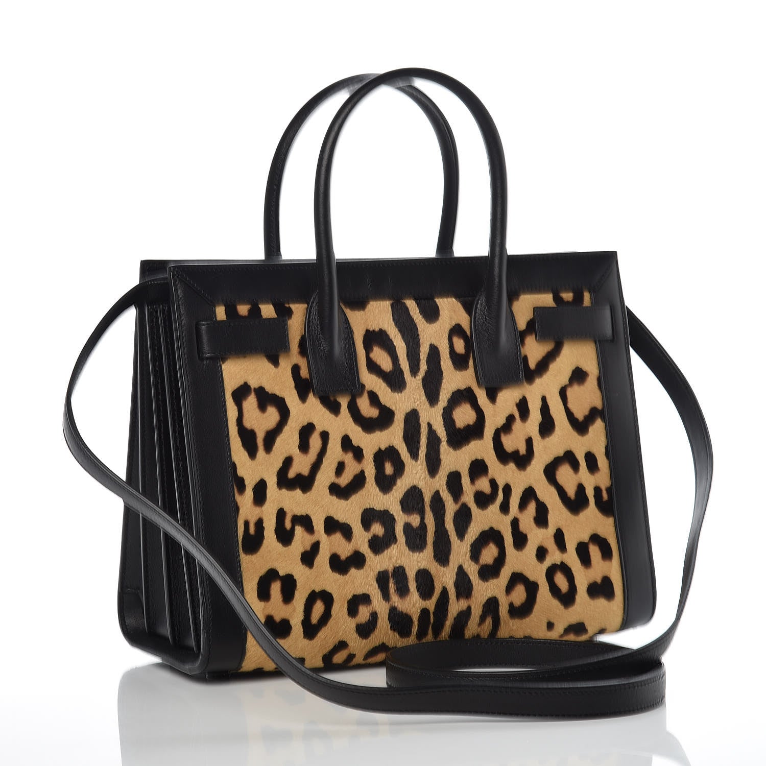 Saint Laurent Pony Hair Leopard Print Baby Sac De Jour Black 3 of 11