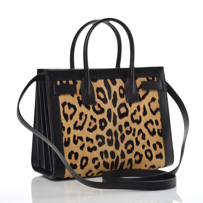 Saint Laurent Pony Hair Leopard Print Baby Sac De Jour Black 3 of 11