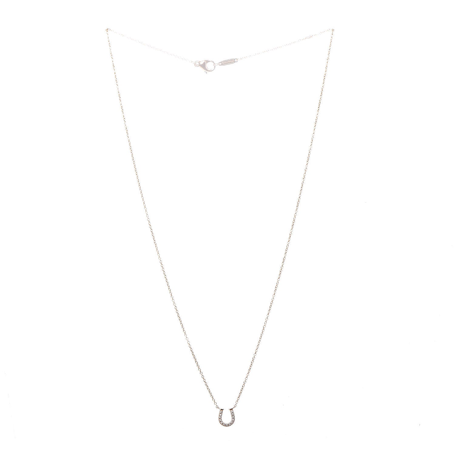 Tiffany 18K Rose Gold Diamond Mini Metro Horseshoe Pendant Necklace 3 of 6