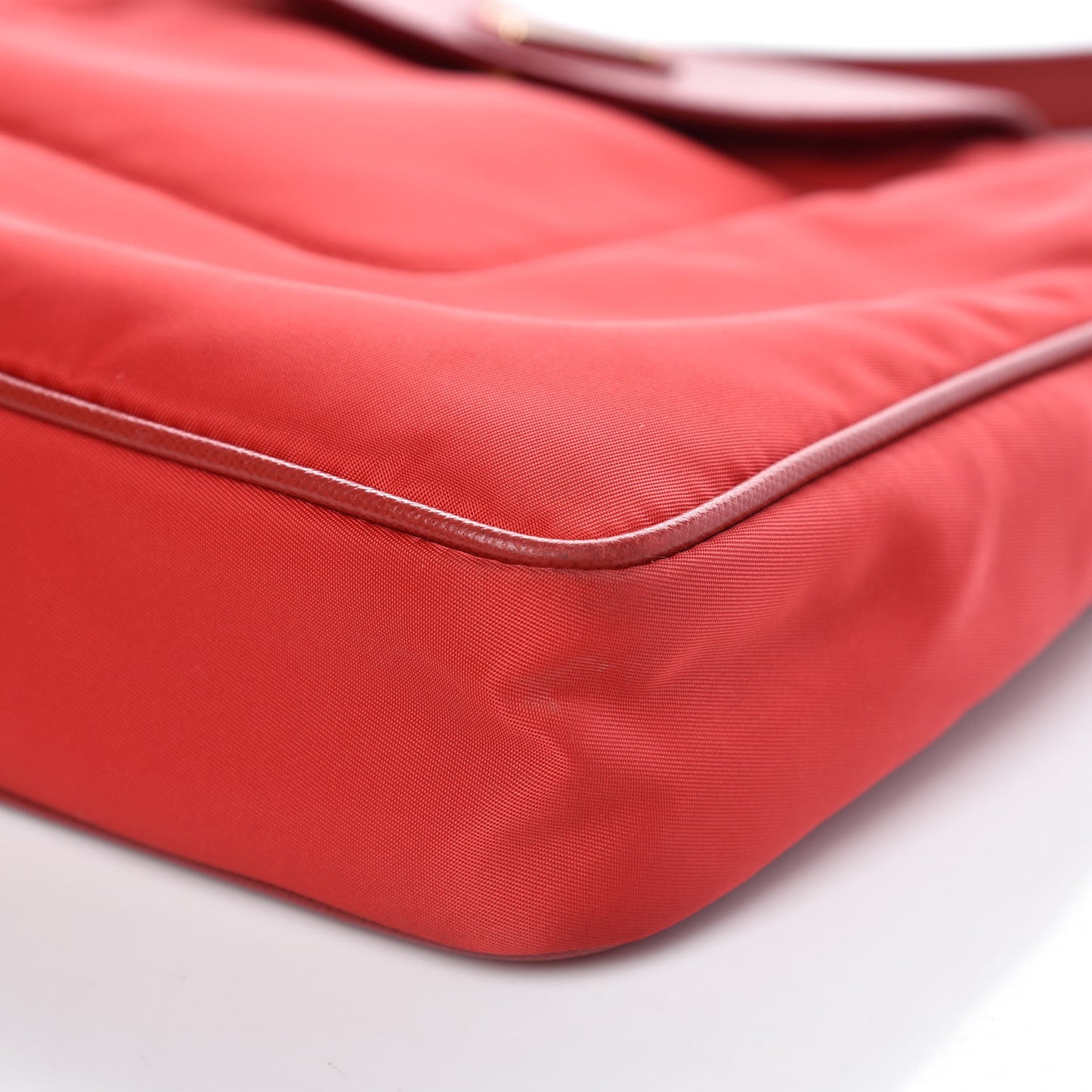 Nylon Vela Saffiano Flat Flap Messenger Bag Red