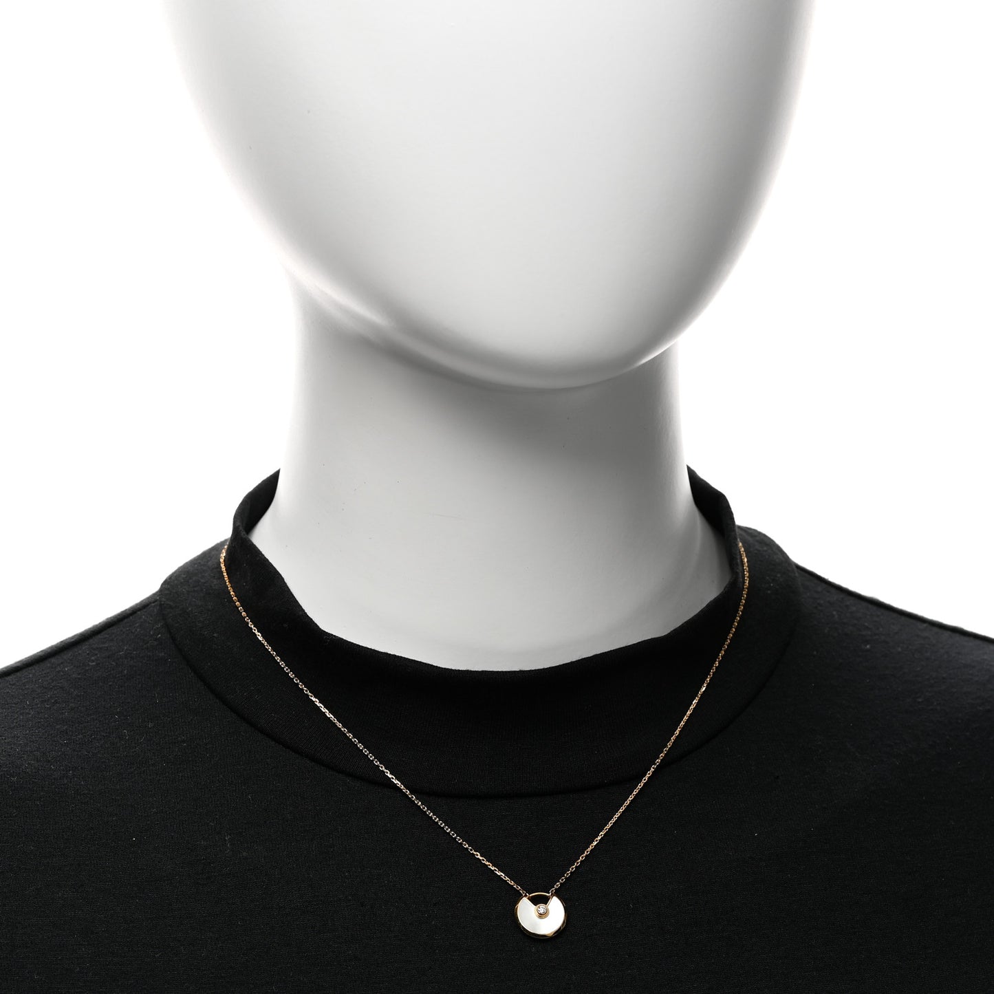 18K Yellow Gold Diamond Mother of Pearl XS Amulette de Cartier Pendant Necklace