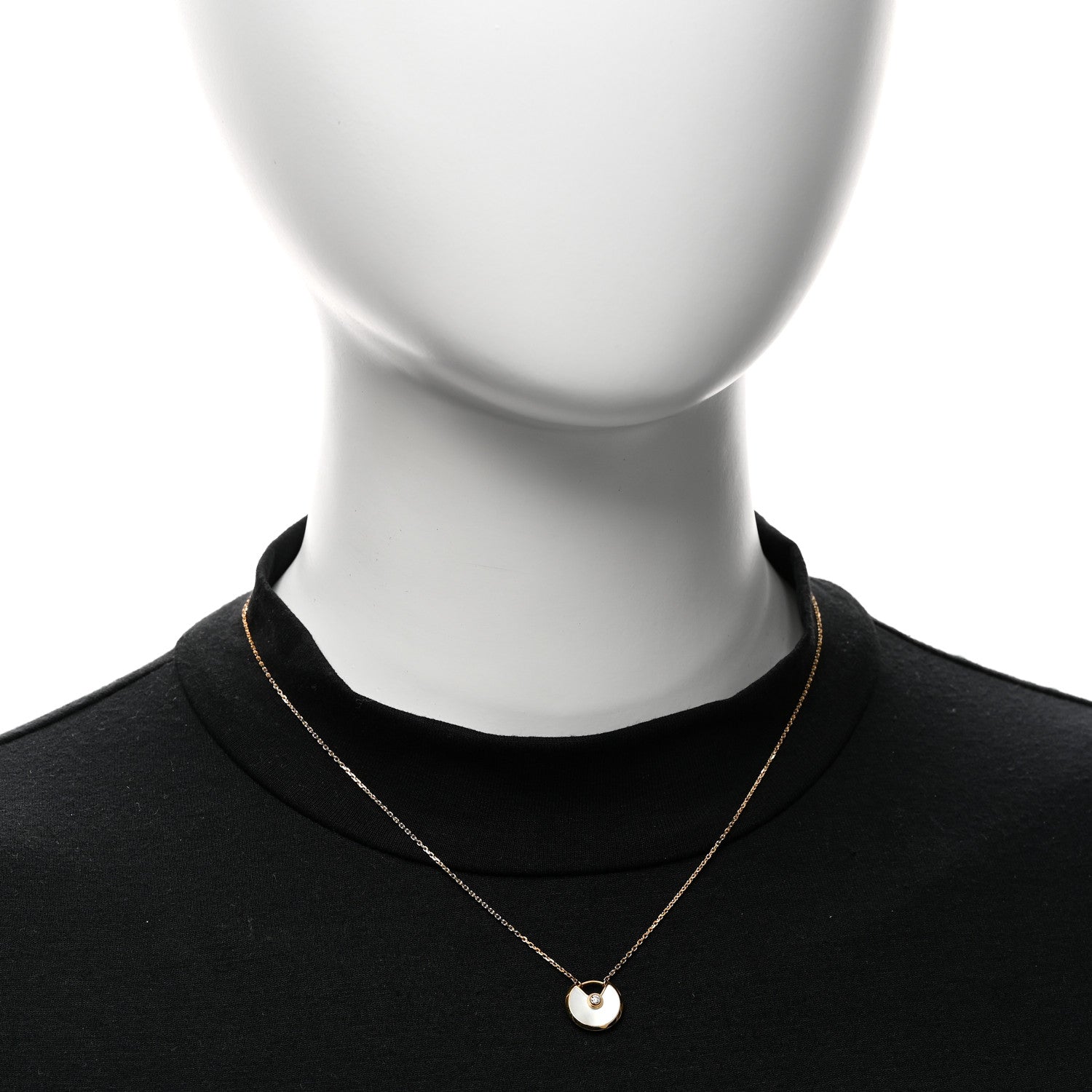 Cartier 18K Yellow Gold Diamond Mother of Pearl XS Amulette de Cartier Pendant Necklace 2 of 5