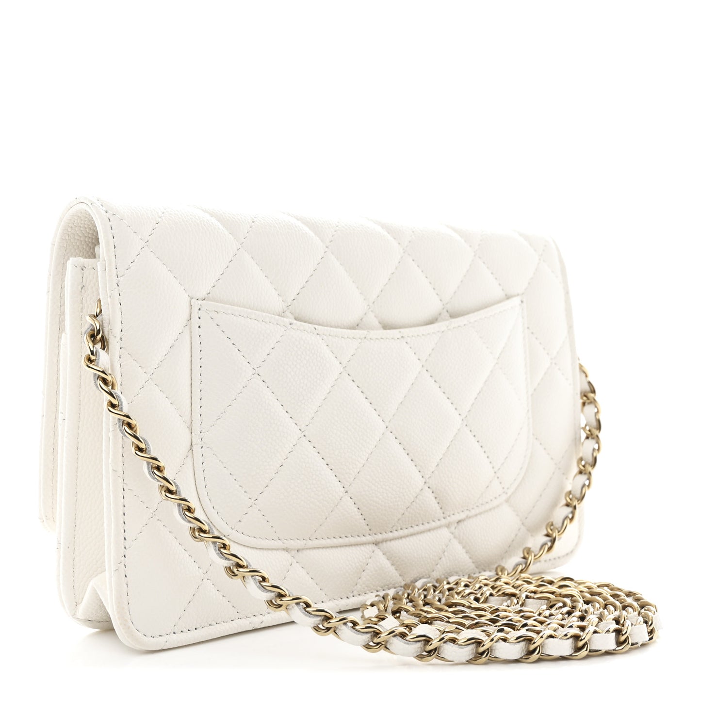 Caviar Quilted Wallet On Chain WOC White