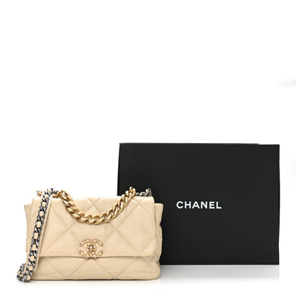 Chanel Lambskin Quilted Large Chanel 19 Flap Beige 11 of 11